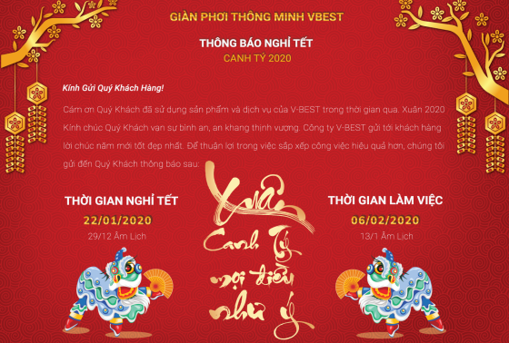 THÔNG BÁO LỊCH NGHỈ TẾT CANH TÝ 2020